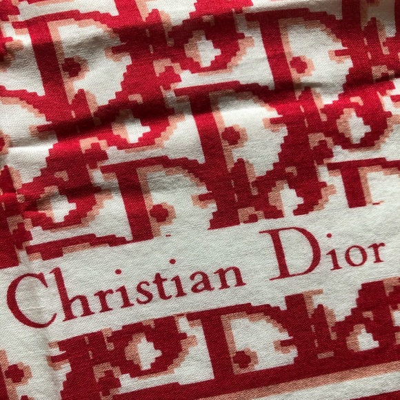 Authentic Vintage Christian Dior Trotter Pattern Red Bandana Scarf - Picture 2 of 6
